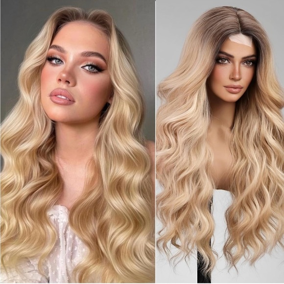 Lace front ombre blonde middle part wig main image 4